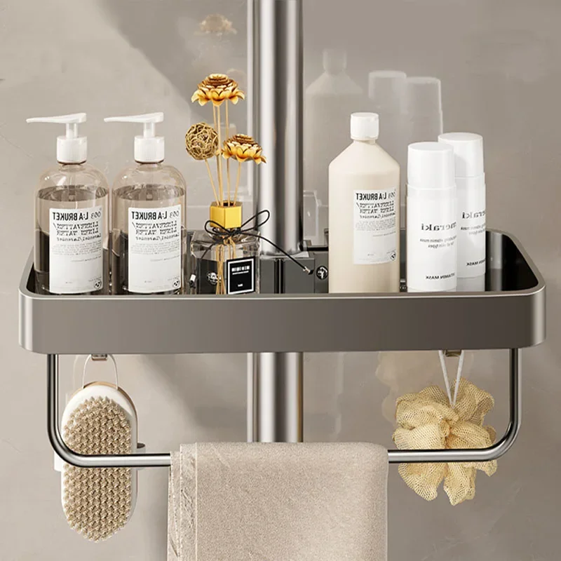 Bathroom Storage Rack Rain Shower Rod Shelf Organizer No Drilling Shower Gel Shampoo Tray Holder Shower Gel Shampoo Organizer - view 4