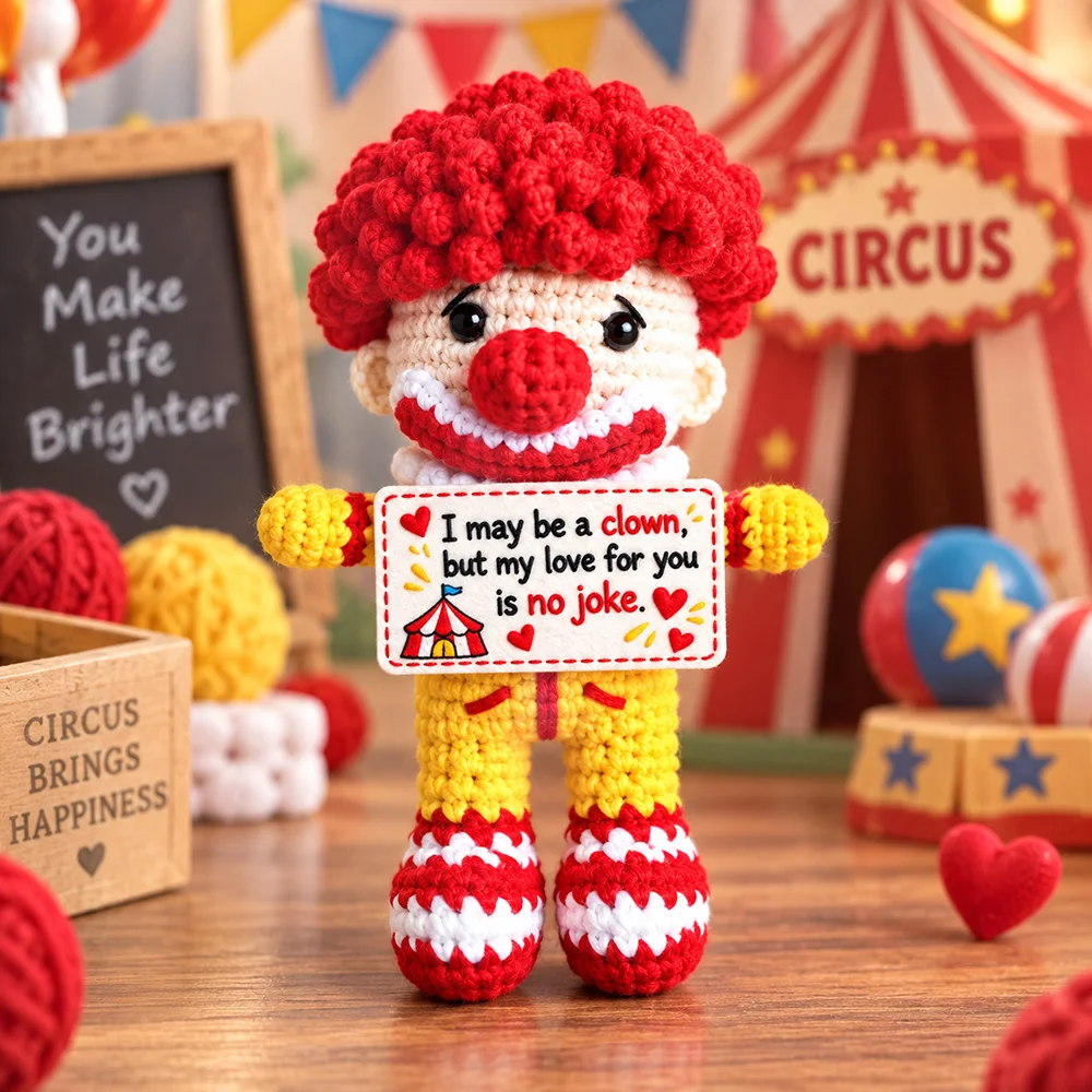 New Handmade Positive Crochet Doll Amigurumi with Card Emotional Support Valentines Day Birthday Gift for Friend Parents Lovers view 4