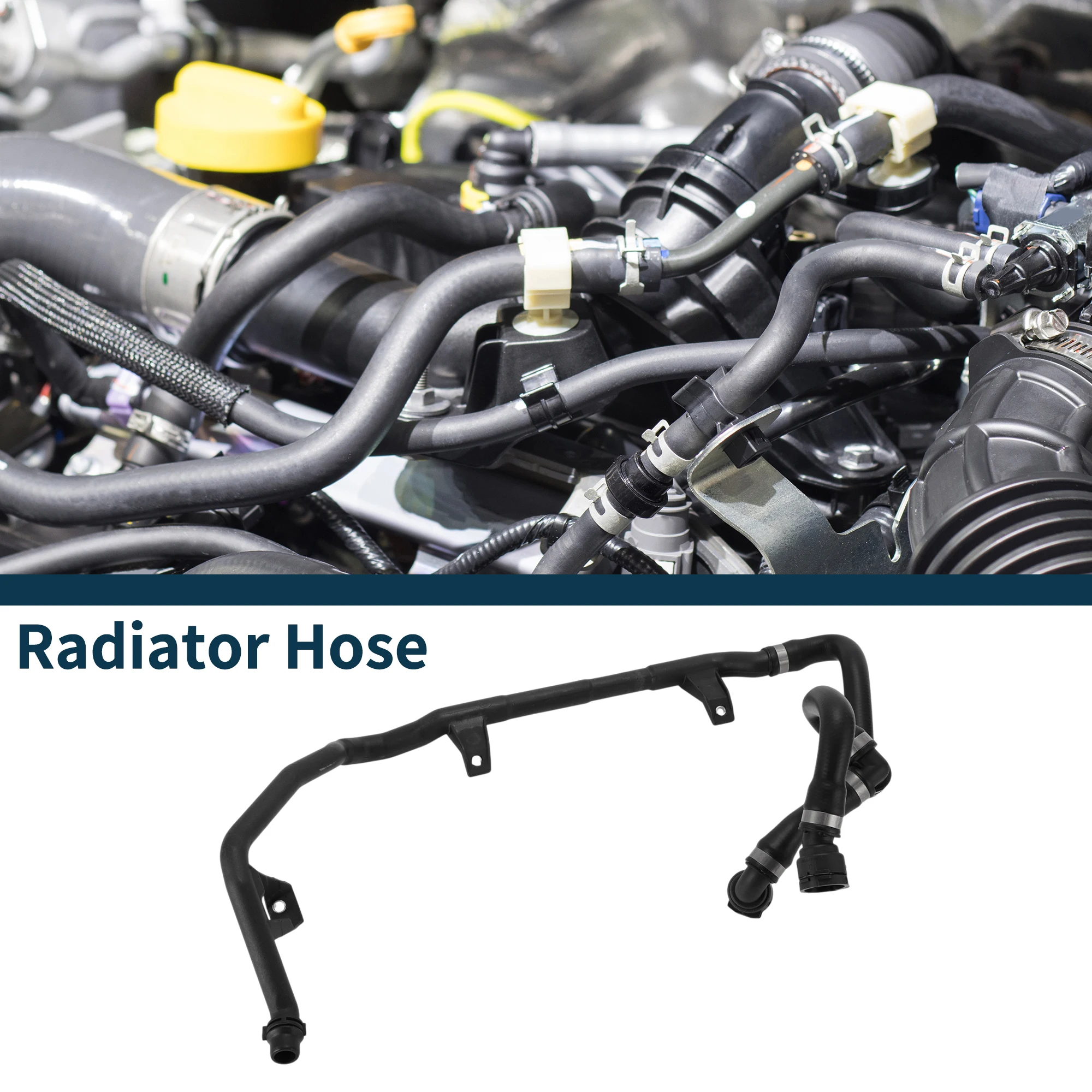 UXCELL Radiator Hose Heater Hose No.17127552409 for BMW 2008 3 Series Plastic Rubber Cooling Liquid Hose Black 1 Pcs