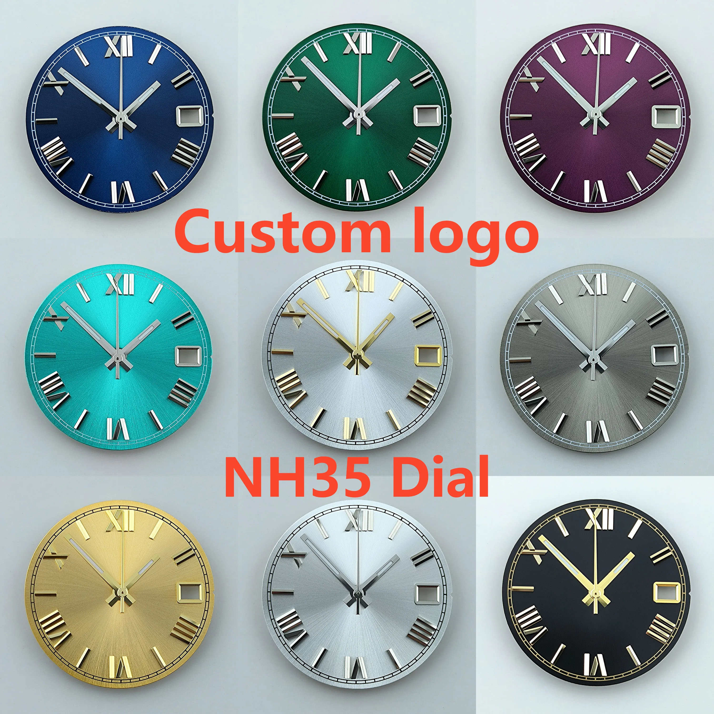 watch dial N H35 dial Custom logo 28.5mm Roman numerals dial No luminous fit N H35/N H36 movement watch accessories repair tools