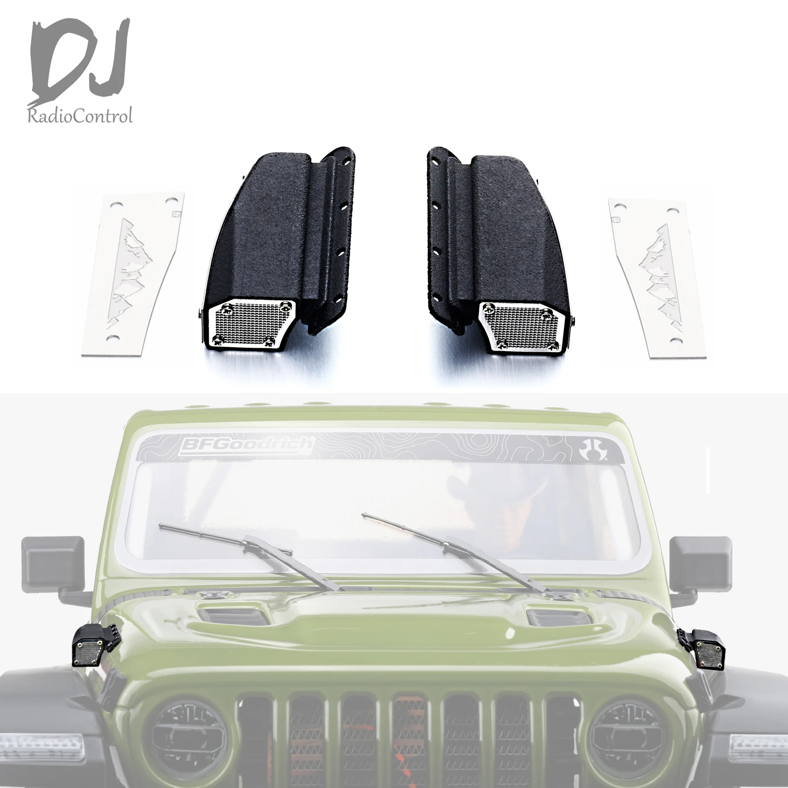 1/6 RC Car Nylon Stereo Fender Radiator For SCX6 Hook Bonnet Wrangler JEEP Engine Coolling RC Car Upgrade Accessories