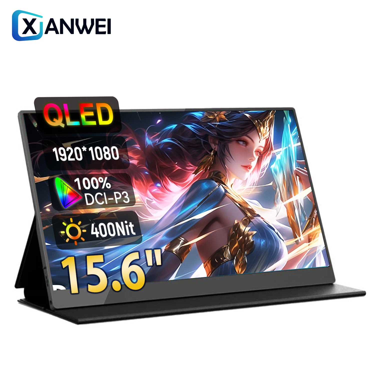 Portable Monitor Gaming 15.6 Inch QLED 100%sRGB FHD 400Nits IPS 16:9 Screen For PC Loptop Cell Phone XBox PS5/4 Switch Extension