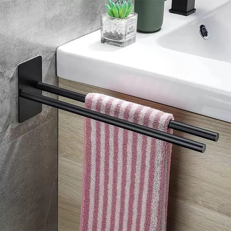 Towel Rack Non-punched Towel Rack Bathroom Rack Self-adhesive No Drilling Bathroom Organizers Self-adhesive Towel Bar  hanger