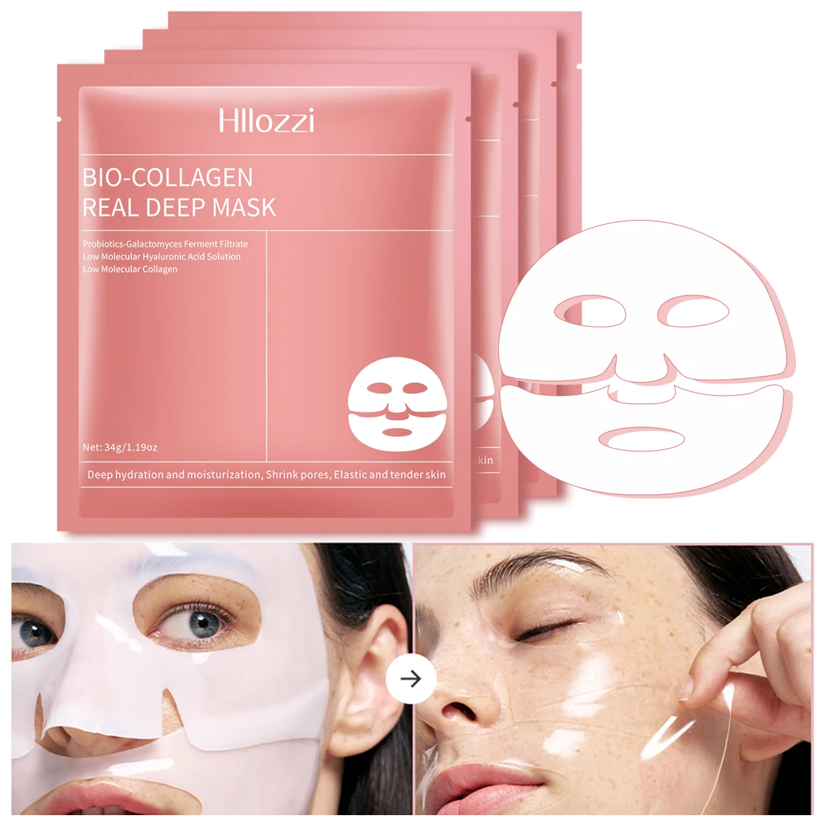

collagen sleeping mask4 pieces , hydrating, moisturizing and whitening, translucent, thinning, smooth and tender skin