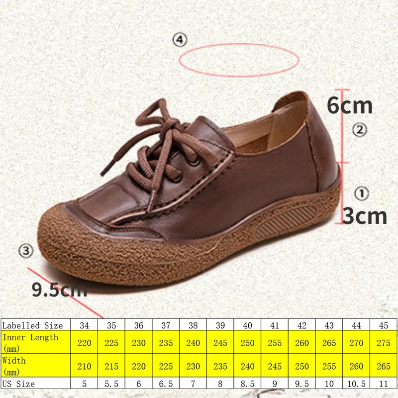 Koznoy 3cm Cow Natural Genuine Leather Comfy Loafer Spring Rubber Ethnic Woman Ergonomic Autumn Soft Flats Lace Up Leisure Shoes