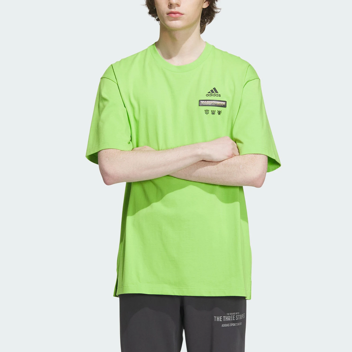 

Оригинальная мужская повседневная свободная футболка Adidas с принтом логотипа и надписями, с короткими рукавами, IK3498