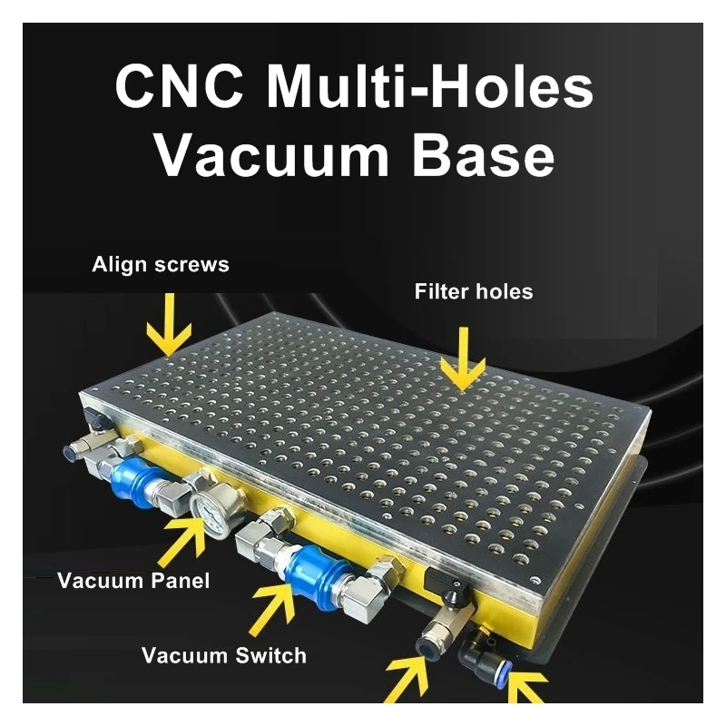 Plataforma Base de trabajo al vacío con múltiples agujeros CNC Universal para máquina de grabado CNC sin necesidad de tira de sellado 300x200