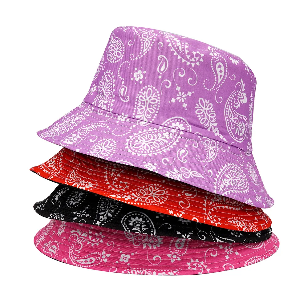 2024 Spring/Summer Fashion Cashew Print Hat Leisure Sun-proof Bucket Hat Unisex Outdoor Fisherman Cap