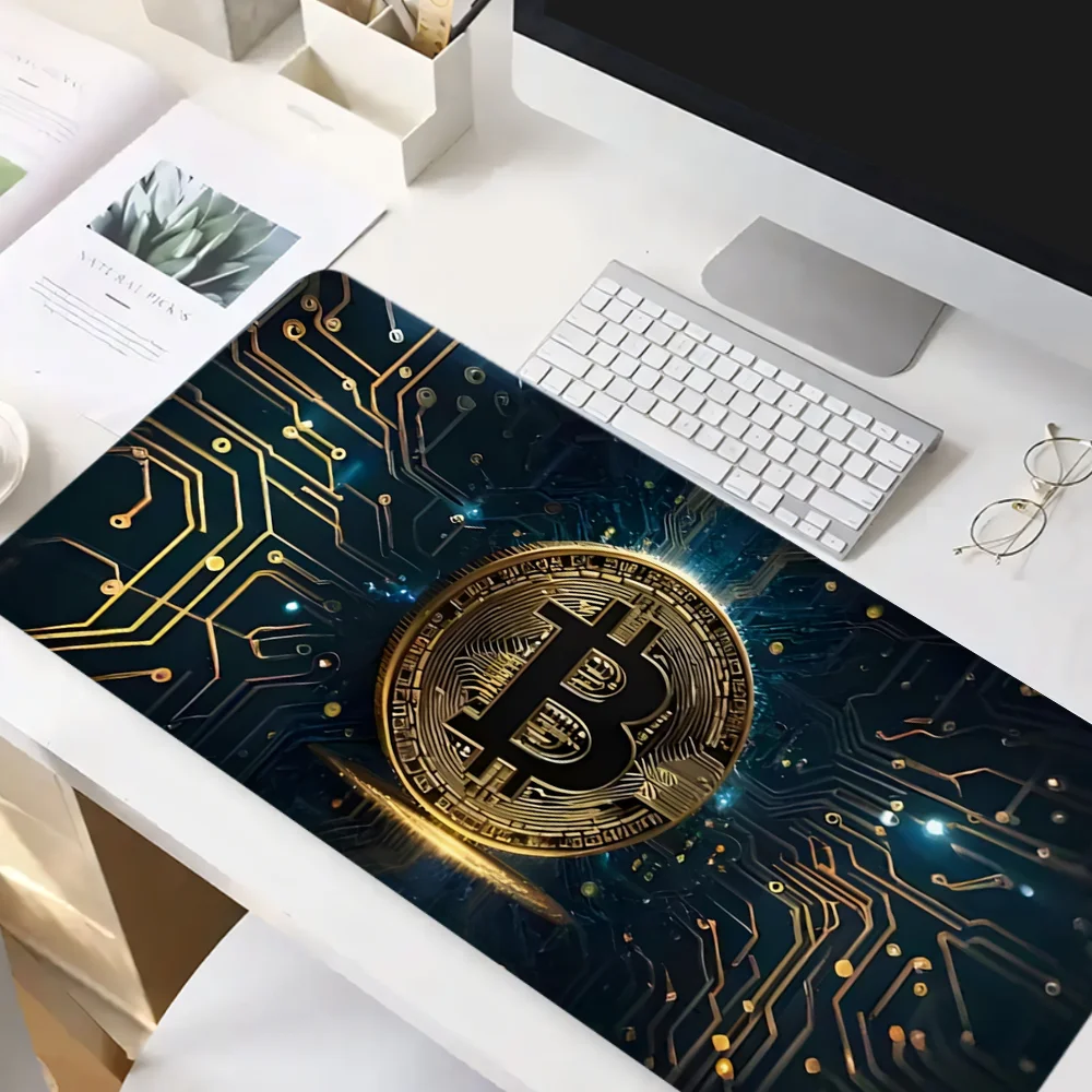 لوحة ماوس بنمط العملات المعدنية، قاعدة مطاطية لطيفة مقاس XXL للألعاب مع حافة مخيطة، وسادة مكتب غير قابلة للانزلاق، ملحقات مكتب كبيرة للكمبيوتر