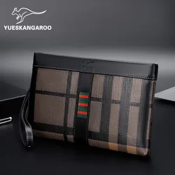 Fashion Striped Style Soft PU Leather Men Clutch Bag Luxury Male Money Handbag High Quality Business Men Cardholder Case