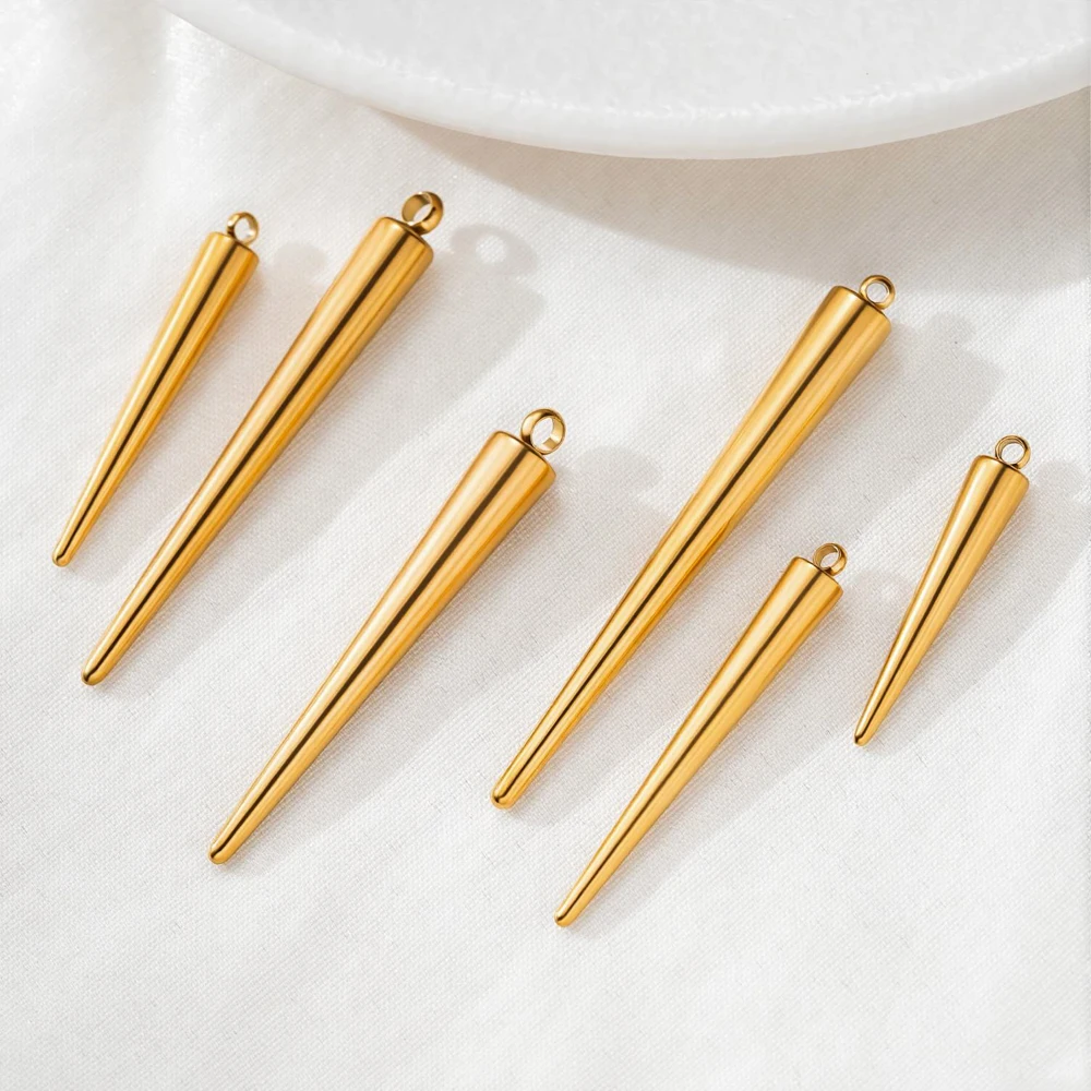 5/10 Stück Edelstahl-Kegelanhänger für DIY-Ohrringe, Halsketten, Schmuckherstellung, Zubehör, Komponenten, Bastelzubehör – Detail 3