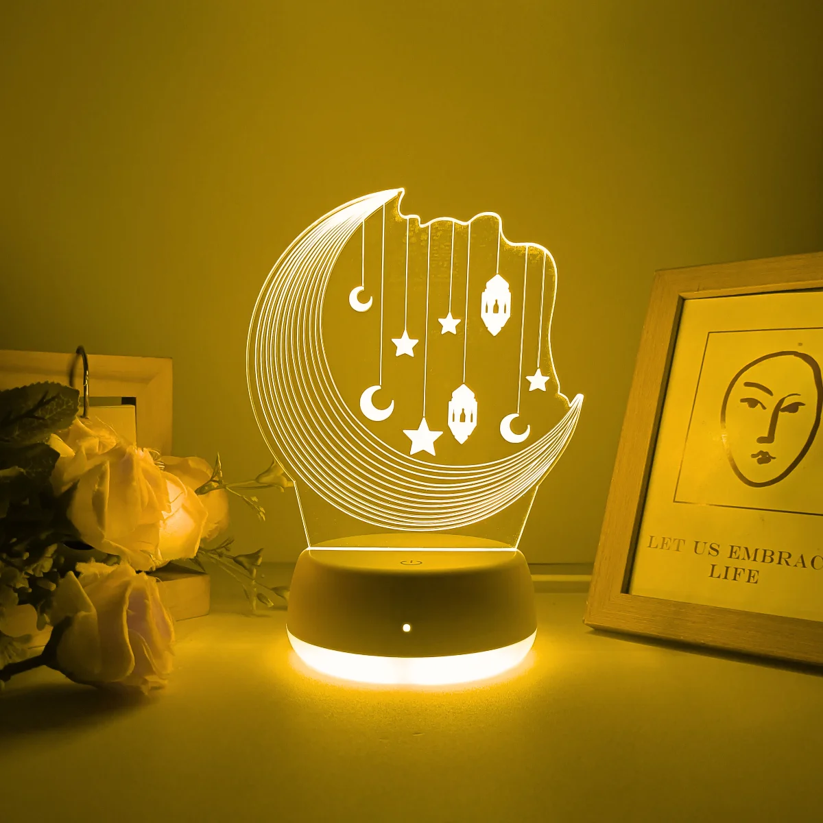 1pc Beautiful Creative Moon Exquisite 3D Night Light, Touch Switch Seven Color Conversion, USB Power Supply, Decorative Light.