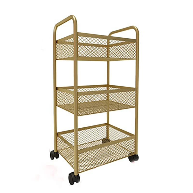 Luxury Modern Gold Stainless Steel Frame Tool Car Gold Beauty Salon Trolley With Wheels