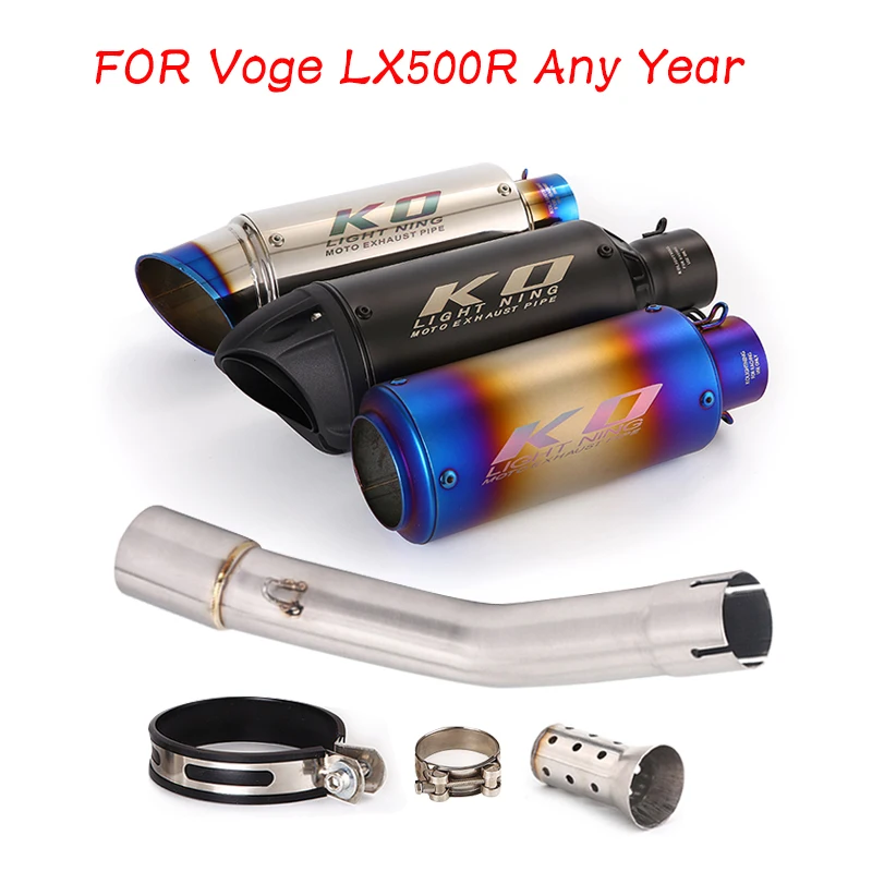 

51MM FOR Voge LX500R Any Year Motorcycle Exhaust Tail Pipe Escape Muffler Mid Link Pipe With DB Killer Slip On Stainless Steel