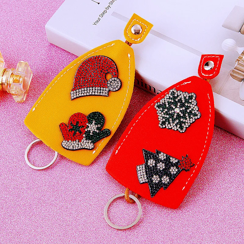 

Christmas Women Girls Pull Type Key Bag PU Leather Key Wallets Housekeepers Car Key Holder Case New Leather Keychain Pouch