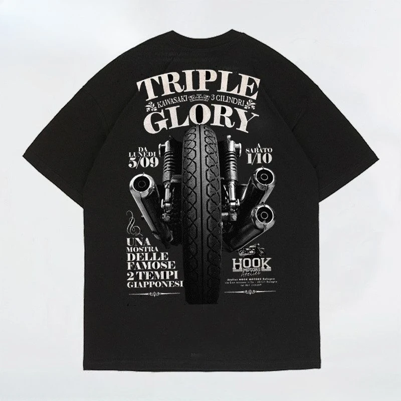

Новая тяжелая европейская и американская мотоциклетная мотоциклетная летняя модная мужская молодежная футболка с коротким рукавом с принтом в стиле ретро