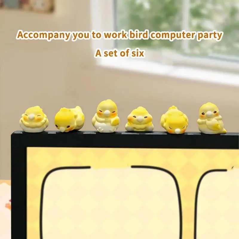Cute Mini Yellow Chick Figurines Adorable Cartoon Design For Office Desk Decor