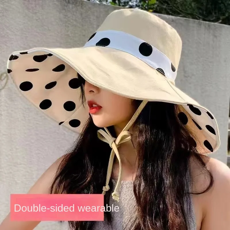 Cap circumference56-58cm Double Big Canopy Cover Face New Shade Sunscreen Cap Tourism Summer Ms Han Edition Fisherman Joker Hat