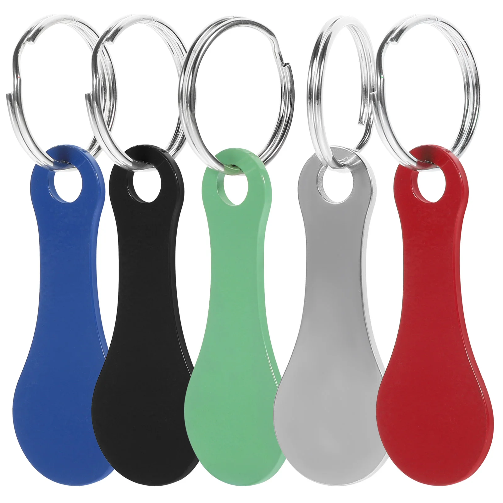 5 Pcs Shopping Trolley Tokens Remover Pendant Key Chain Rings Stainless Steel Keychain
