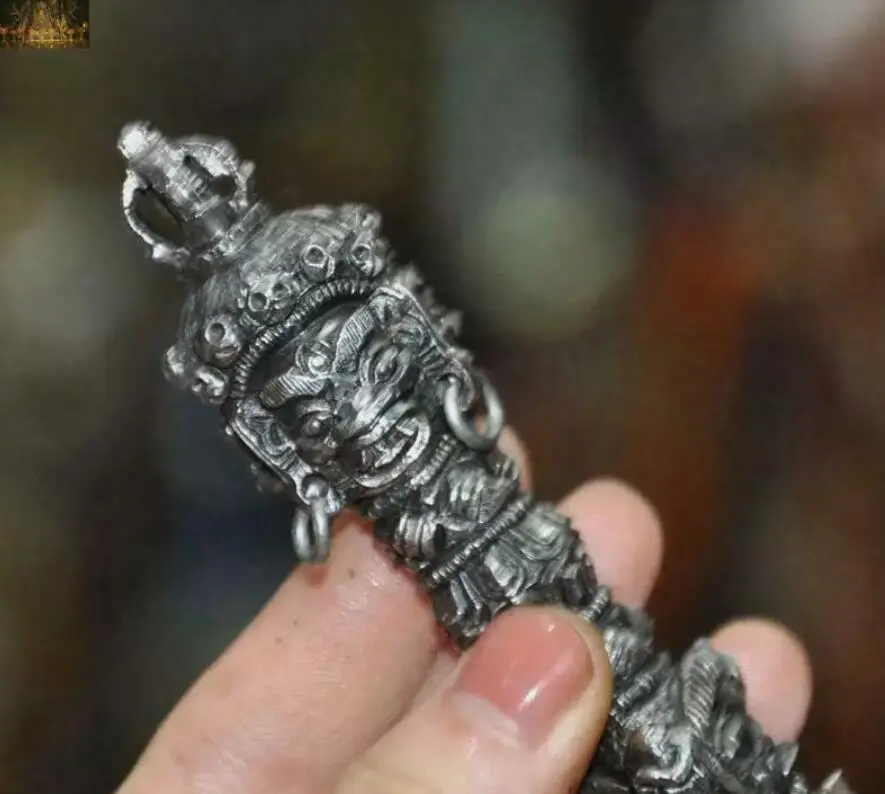 5.8'' Tibetan Buddhism Meteorite iron (tiantie) Mahakala Vajra Phurpa Dagger