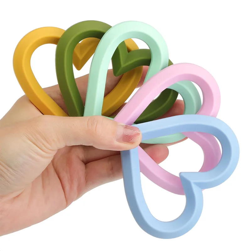 TYRY.HU 5/10pc Silicone Teether Baby Heart Shape Molar Pain Relief Tool Kids Teether Baby Toy Food Grade Pacifier