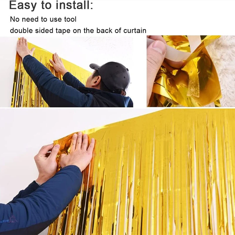 4/2/1Pack Gold Foil Curtain Fringe Pink For Backdrop Party Back Drop Photo Booth Wedding Graduations Birthday Christmas Event