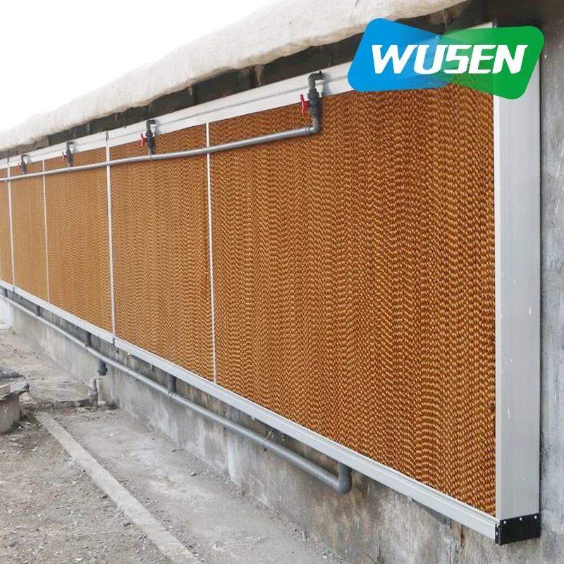 وسادة مياه جديدة من السليلوز البني على الحائط/تبريد الدفيئة التبخرية لخط إنتاج مزرعة الدواجن #6