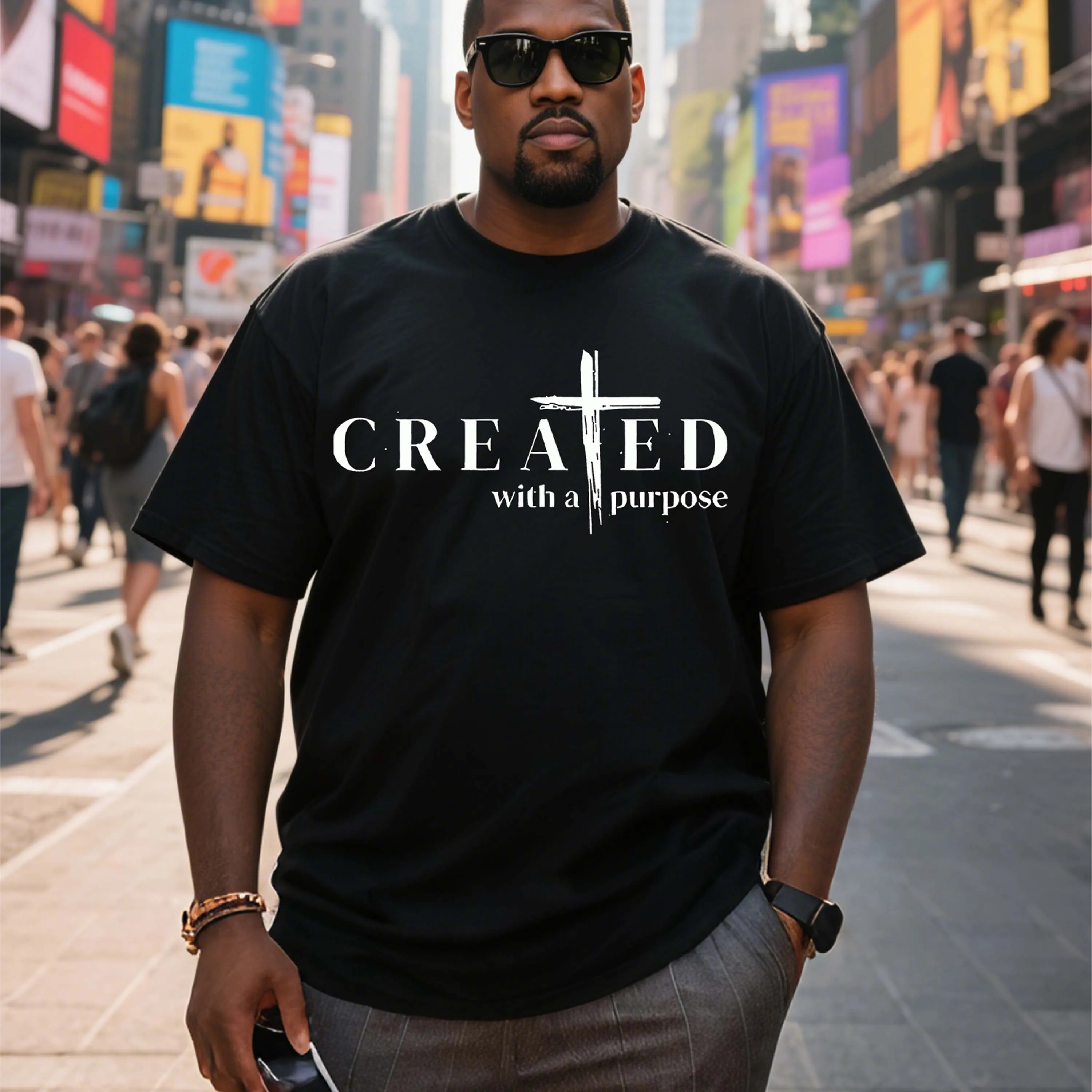 

Plus Size Men's T-Shirt, Black Pure Cotton Crew Neck, Suitable for Outdoor Wear in Spring and Summer, Casual and Comfortable