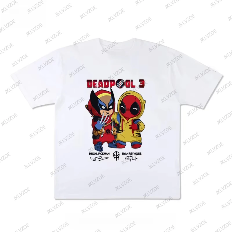 MINISO New Deadpool & Wolverine 3 Fashion Cotton Men Women T-shirt Anime Movie Short Sleeve Tshirt Oversized Kids/Adult Tops