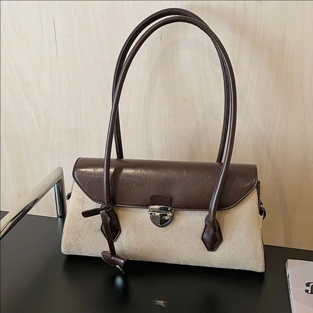 

2025 Autumn Patchwork Shoulder Bag, Trendy Underarm Purse for Women, Versatile Crossbody Tote, Minimalist Day to Night Bag