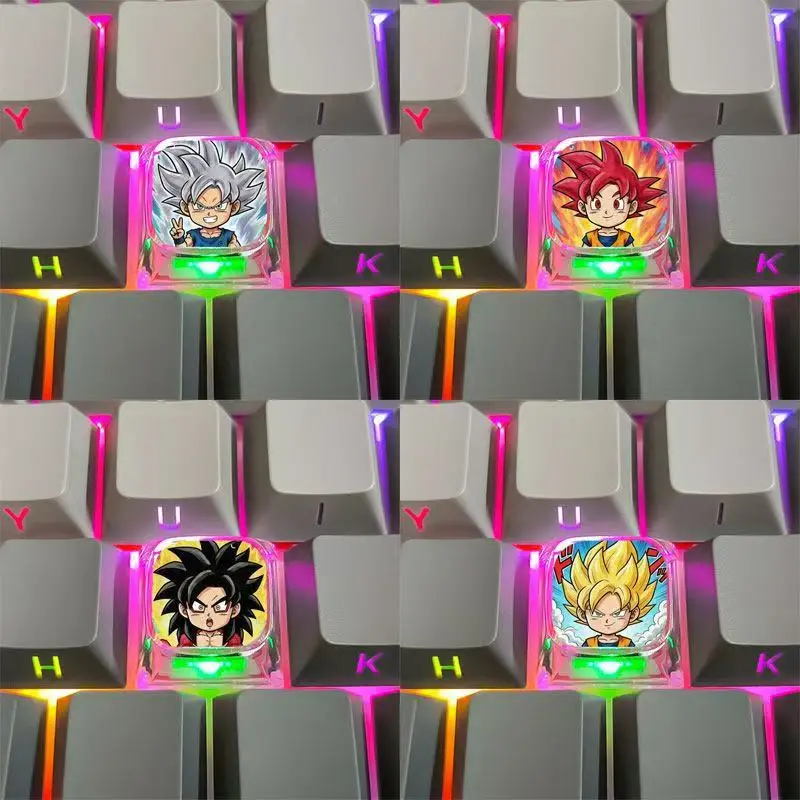 Dragon Ball Super Saiyan Cartoon Keycaps Personalized Anime Mechanical Keyboard Transparent Keycaps Anime Merchandise Wholesale view 2