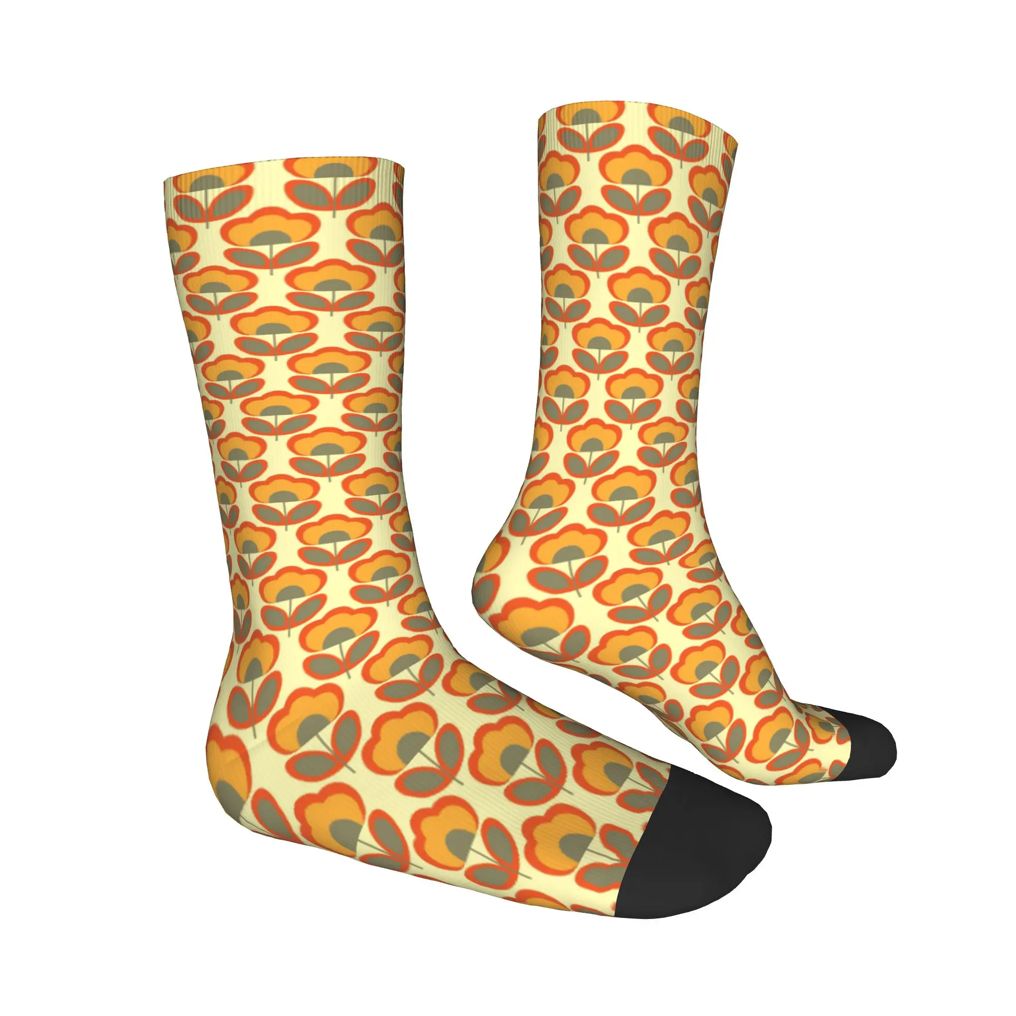 Calcetines geniales Orla Kiely Calcetines de tripulación de flores escandinavas para hombres Medias con impresión 3D Mujer