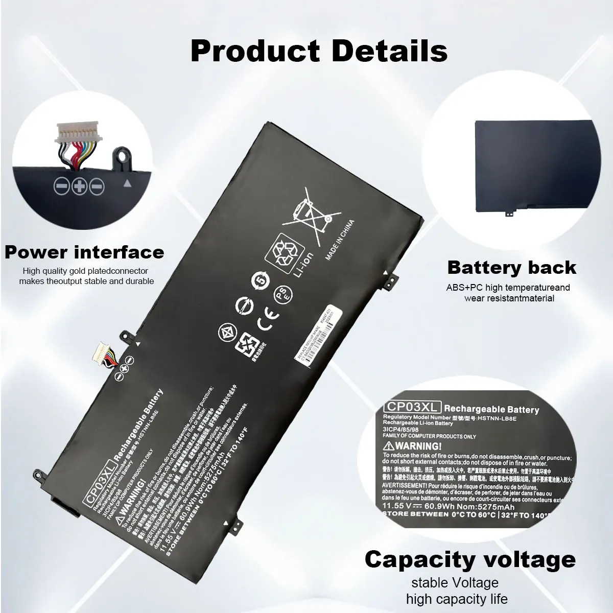 Imagem -03 - Bateria do Portátil Cp03xl para hp Spectre X360 13-ae049ng 13-ae040ng 13-ae011ur 13-ae052nr 929066421 929072855 Hstnn-lb8e