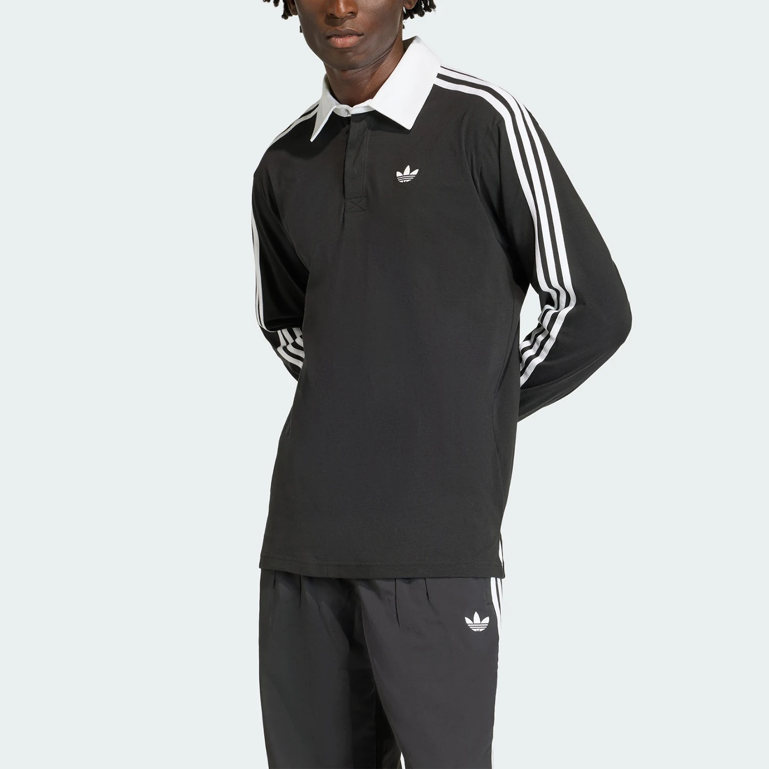 Polo Adidas Original con Trébol, Estilo Rugby, Manga Larga para Hombre, KE3576