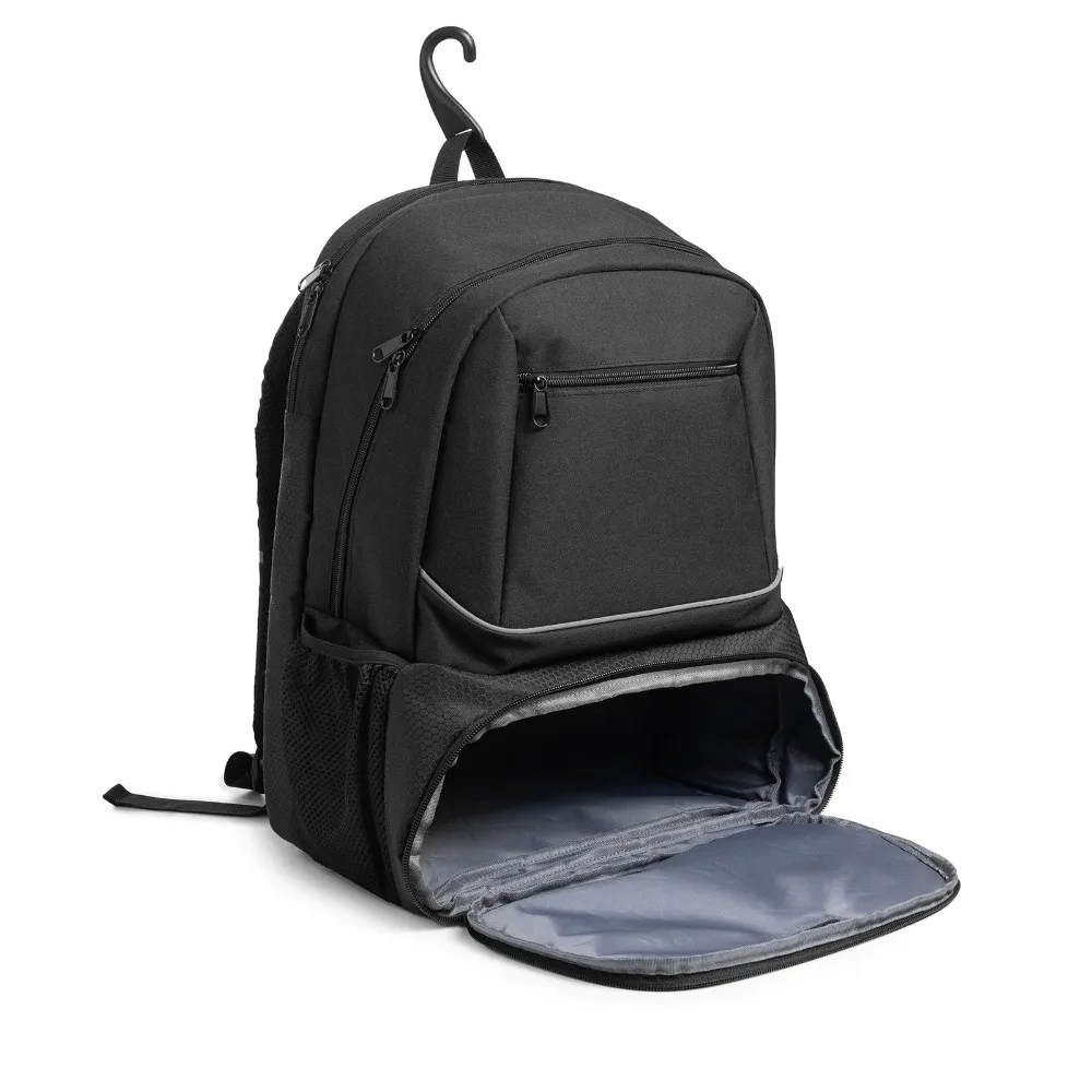 حقيبة ظهر للتنس بسحاب للإغلاق قابلة للعكس ذات سعة كبيرة ومضارب كرة البيسبول قوية مع جيب للأحذية وحقيبة كرة الريشة