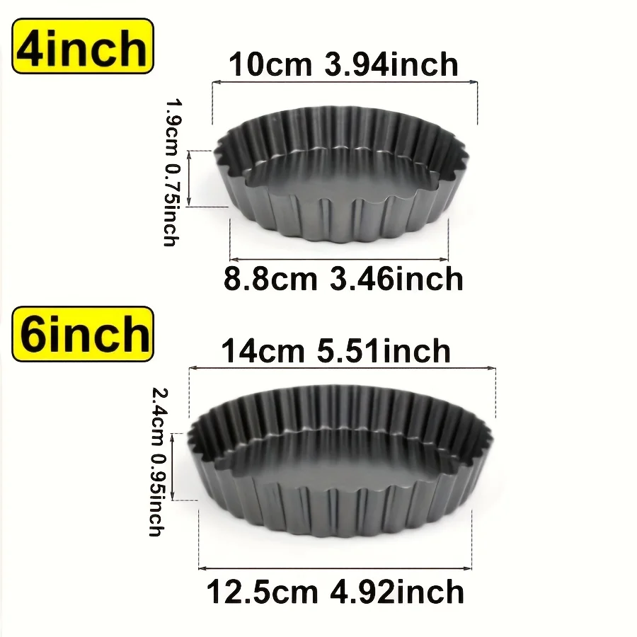 Non-Stick Removable Bottom Pie Pan 4/6/8/9 Inch Round Metal Cake Baking Mold for Cheesecakes Pies Desserts Detachable JXB