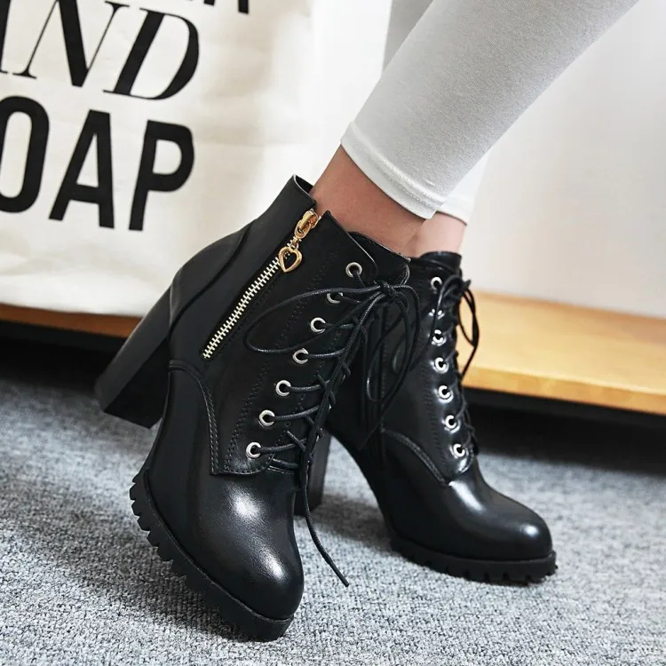 Big Size  boots women shoes ankle boots for women ladies boots Front cross binding of both zippers