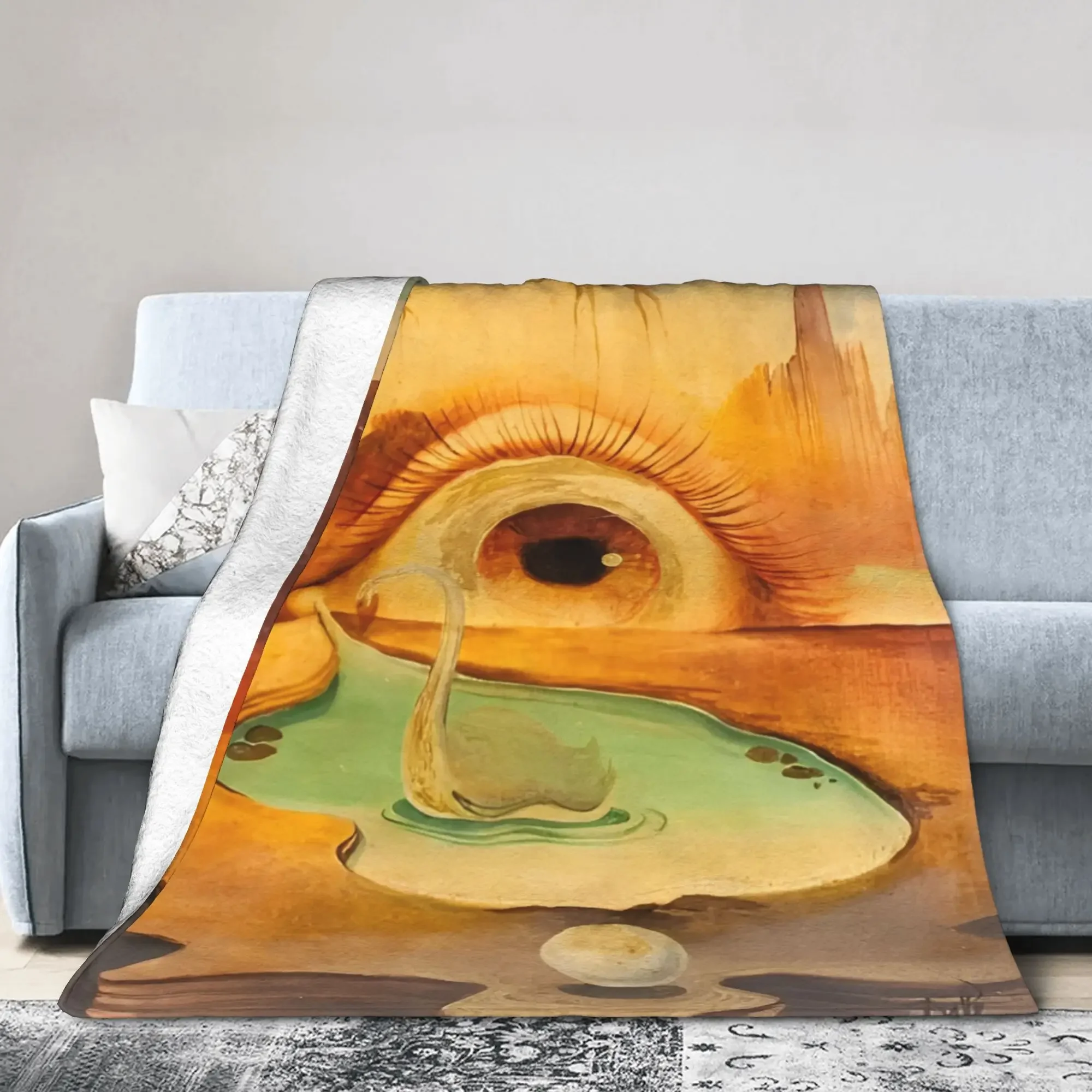 

Плед из флиса с изображением сюрреалистической картины Сальвадора Дали, легкий, портативный, с изображением испанской художественной сцены, для дивана, кровати или домашнего декора