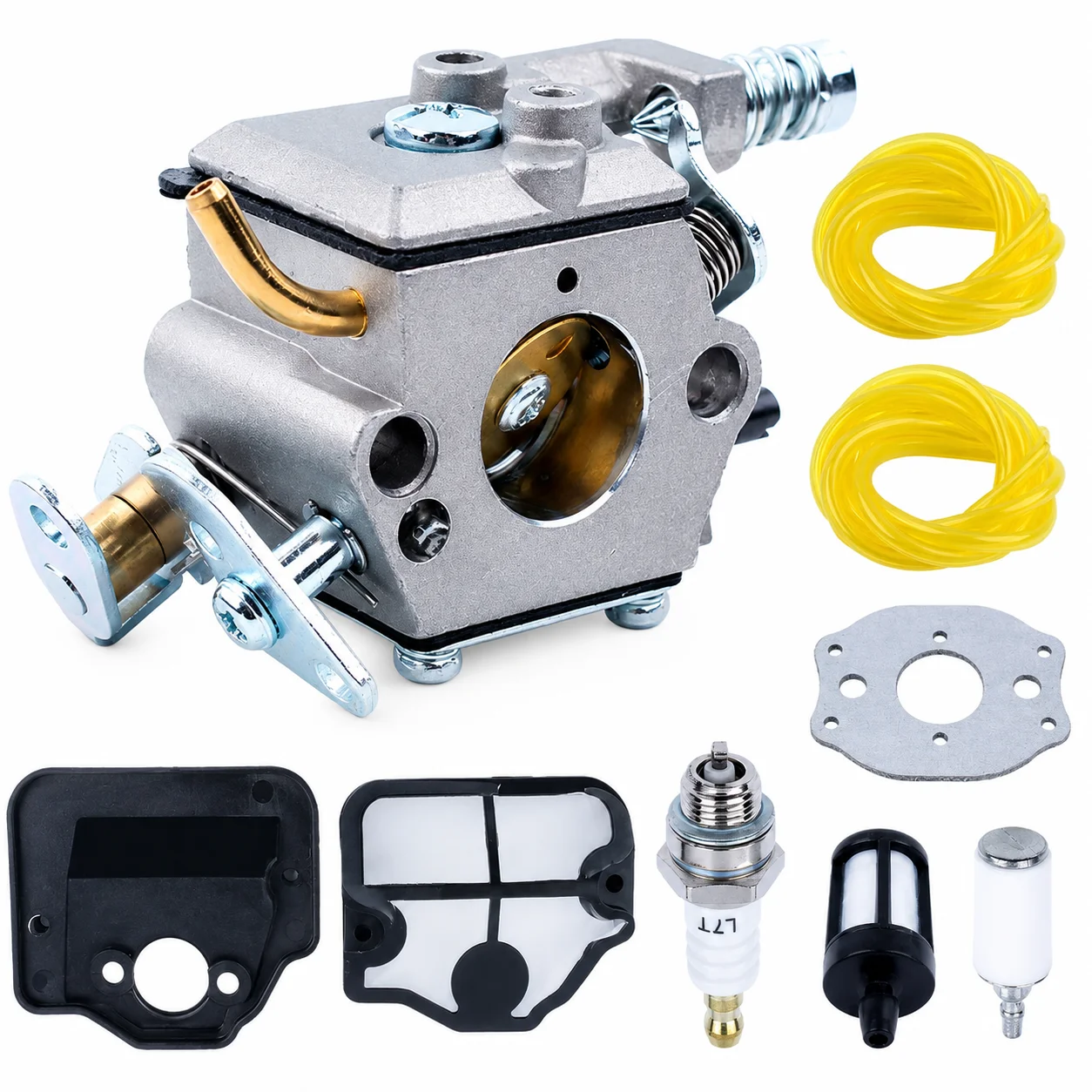 Chainsaw Carburetor Air Filter 8pcs Set for Husqvarna 136 137 141 142, Spark Plug Fuel Filter Fuel Line Gasket Replacement Parts