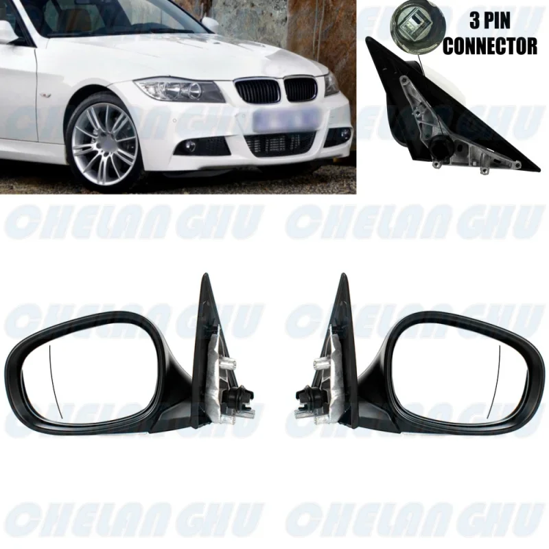 

For BMW E90 E91 LCl 318i 320i 325i 330i 2009 2010 2011 2012 1 Pair 3Pin White Painted Heated Power Adjust Memory Mirror Assembly