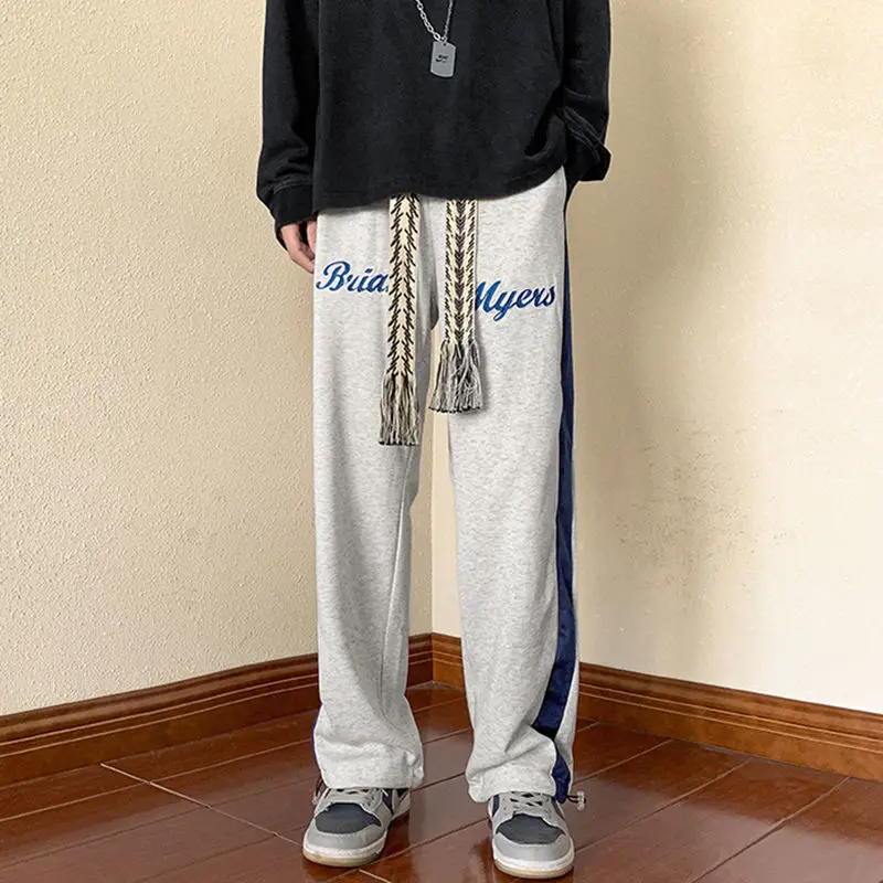 

Wide-leg American Sweatpants Men's Spring Autumn Campus Casual Loose
