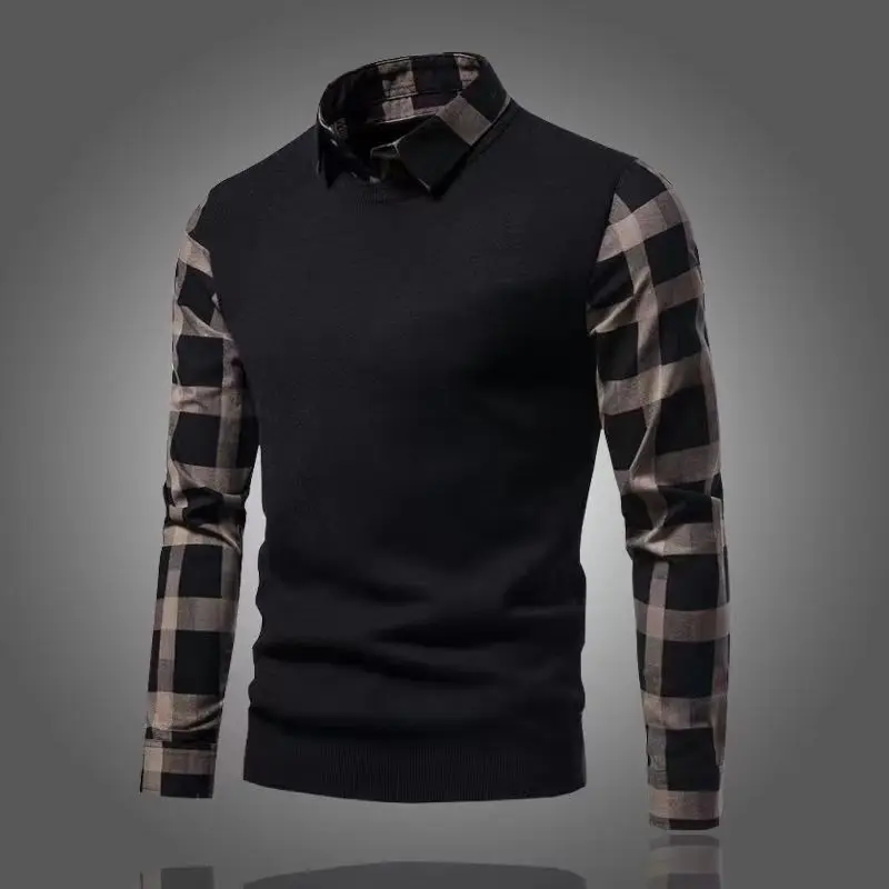 

Spring Season Slim Fit Long Sve irt Collar Youth Faion Brand id Pattern Haome Base irt Men's Clothing