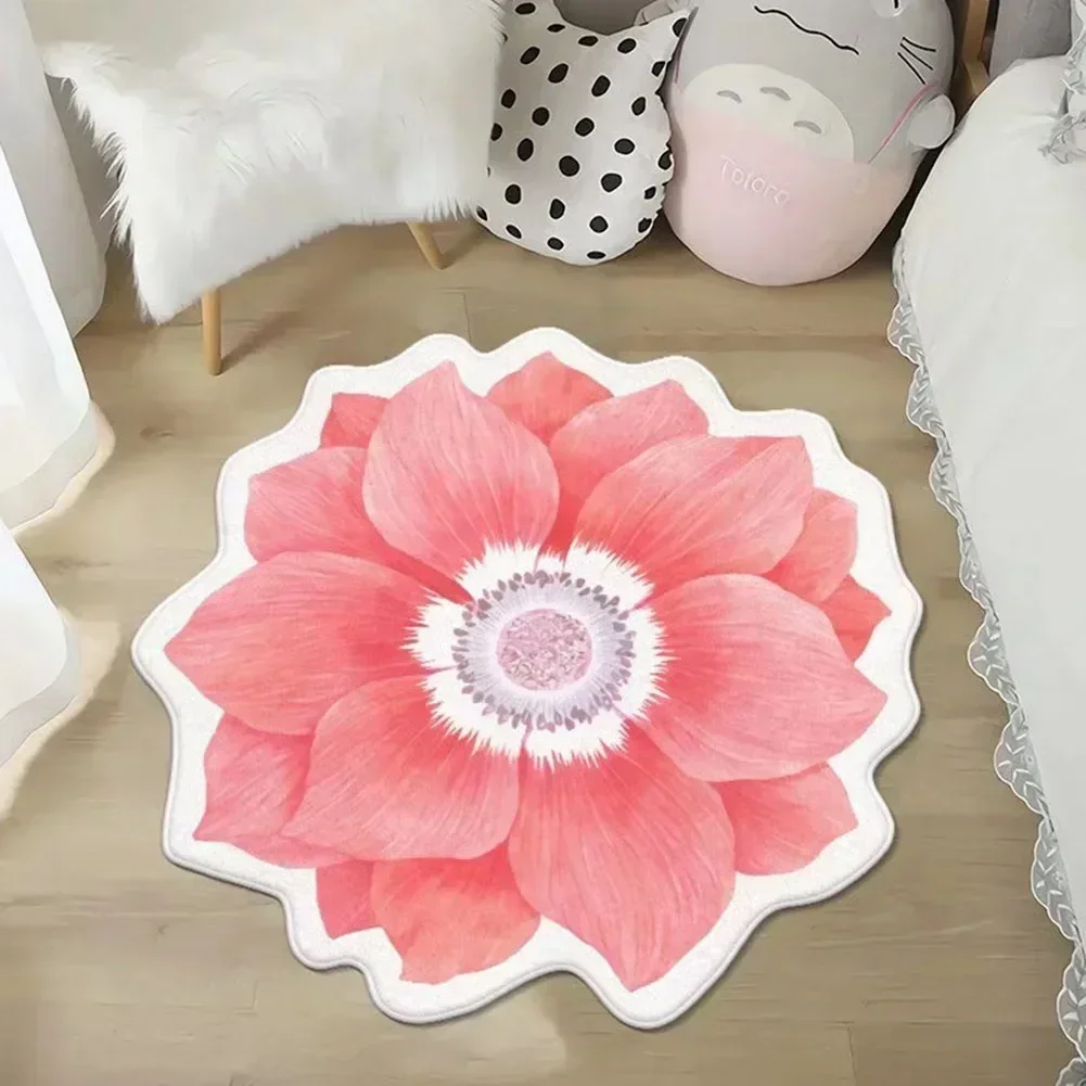 Simple Flower Shape Easy Care Living Room Carpet Large Area Nonslip Dirt Resistant Bedroom Rug Washable Household Absorbent Rugs