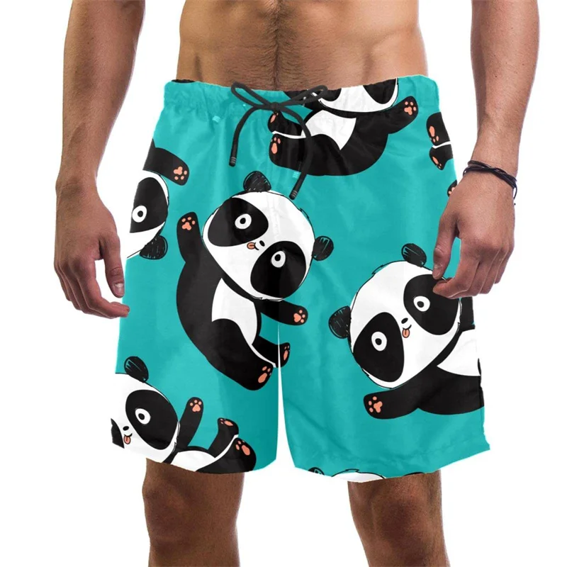 Summer Hawaii New 3D Animals Panda Sloth Printing Beach Shorts Sweet Ice Cream Graphic Board Shorts Men Fashion Swimming Trunks