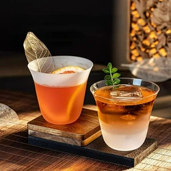 Thin Glass Cup Creative Cocktail Glasses Cups High-looking Wide-mouth Cups Frosted Juice Glass Whiskey Cup Home Bar Accessories