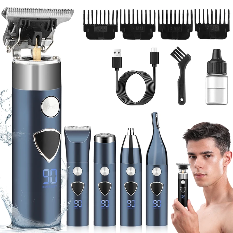 RESUXI HC-268B 5 in 1 Multifunction Hair Clipper Set for Men Grooming Kit Hair Trimmer Electric Shaver Razor and Nose Trimmer