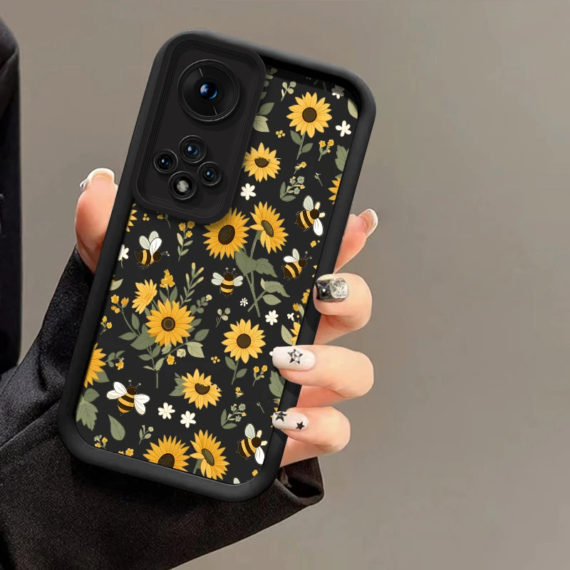 Shockproof Matte Silicone Phone Case For Huawei Honor 400 Lite 70 90 Lite 50 SE 20 300 Pro 200 Flower Bow Knots Bee Print Capa