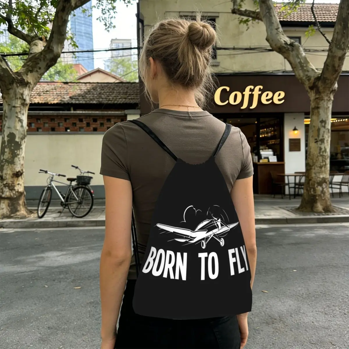 

Born To Fly Captain Stripes Flight Pilot Backpacks Multi-function Drawstring Bags Sports Bag Book Bags for Travel School