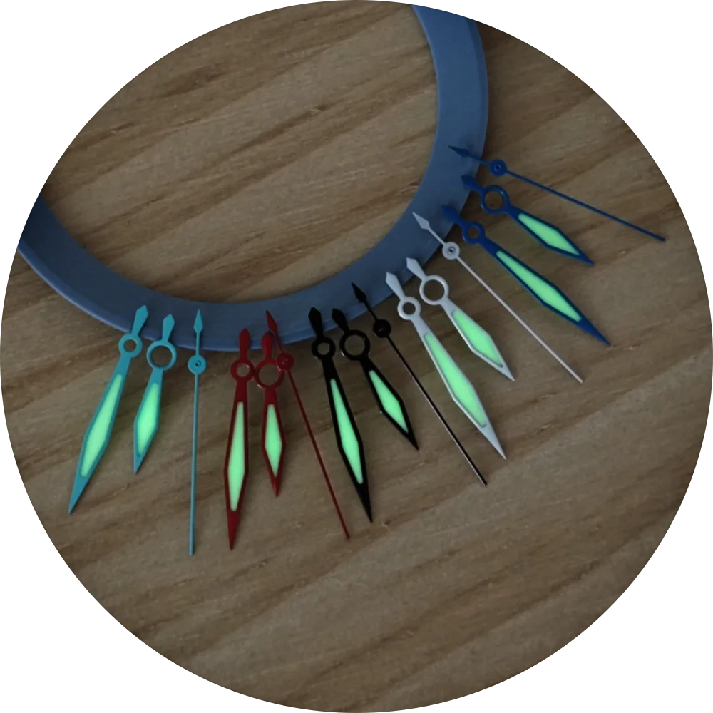 Grande agulha de espada triângulo, relógio modificado, verde luminoso, cor, NH35, tamanho de 13
