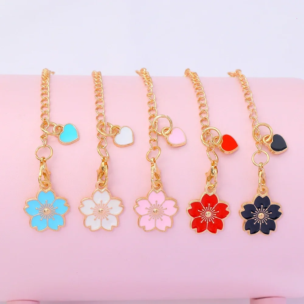 Cute Flower Keychain For Stanley Cup Accessories Colorful Mini Heart Pendant Keyring Women Purse Handbag Decoration DIY Gift